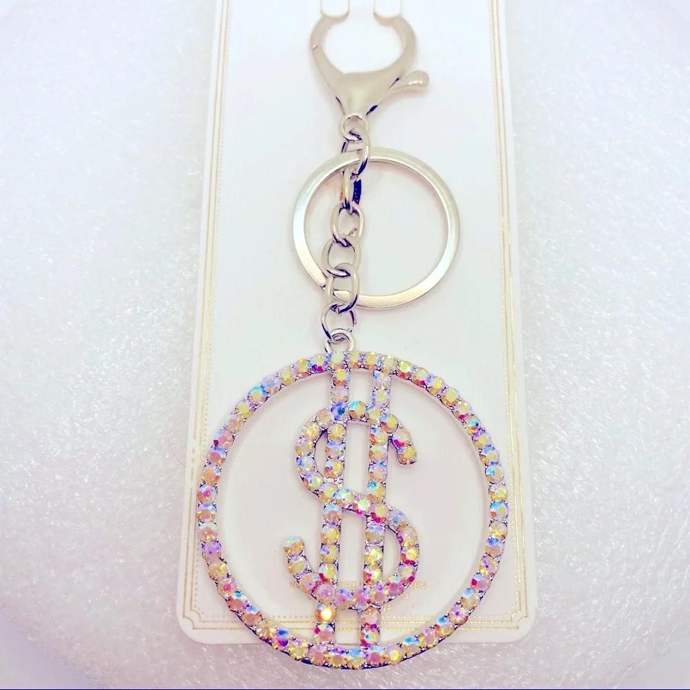 Purse Charm Key Chain Crystals Iridescent